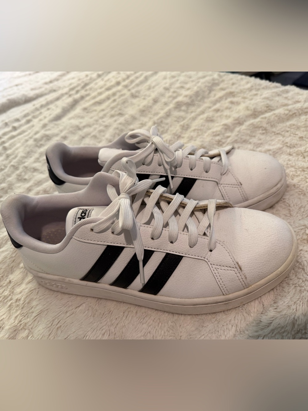 adidas White Athletic Sneaker Tongue Detail